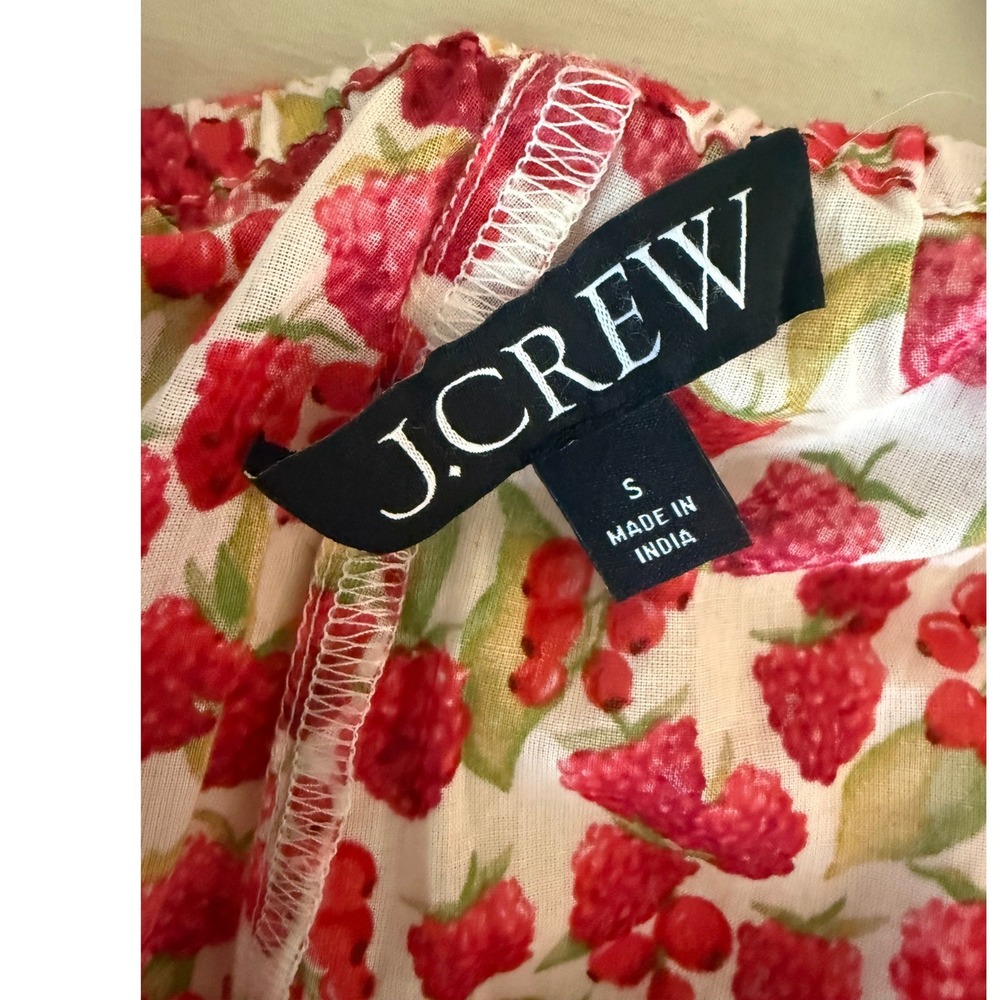 J. Crew Womens Raspberry Fruit Print Cotton Pajama Pants Small Lounge Drawstring - Picture 8 of 11